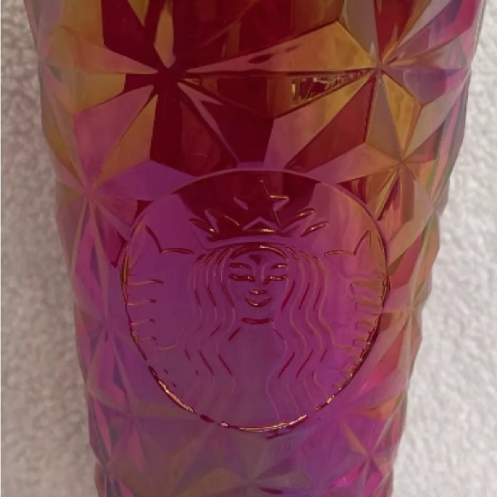 Starbucks 16 Oz Summer 2024 Pink  Diamond Prism Crystal Tumbler New Cup